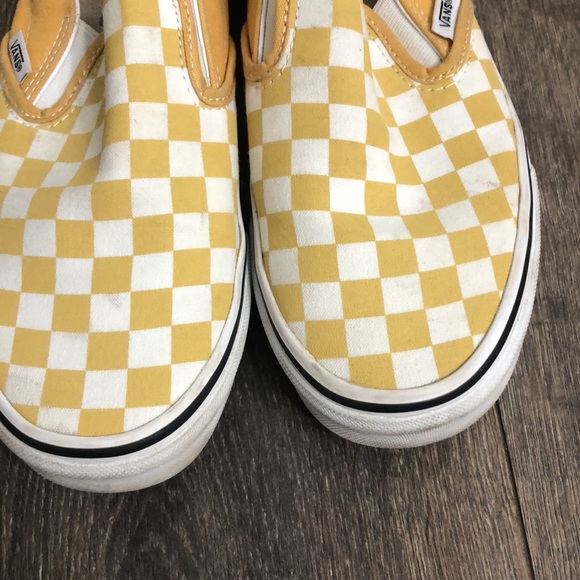 Vans Yellow Checked Slip On Mens 6.5 Womens 8 - Picture 2 of 7